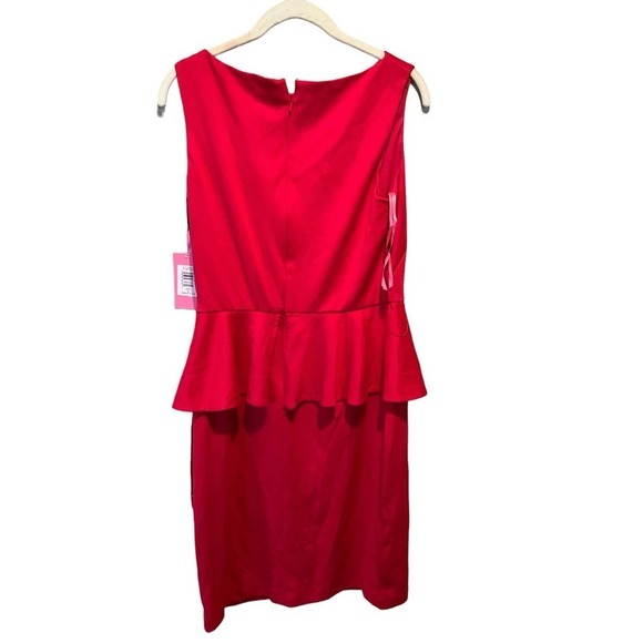 Isaak Mizrahi Peplum Dress Women's 8 Red Lined Polyester Boat Neck Sleeveless - Picture 2 of 7